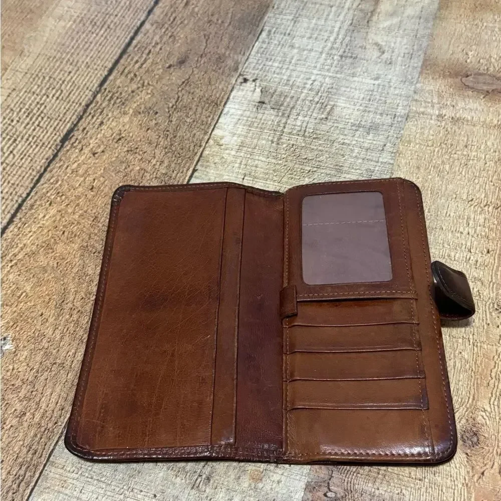 COACH VTG MAHOGANY BROWN LEATHER CHECKBOOK KISSLOCK PURSE BAG WALLET RARE!